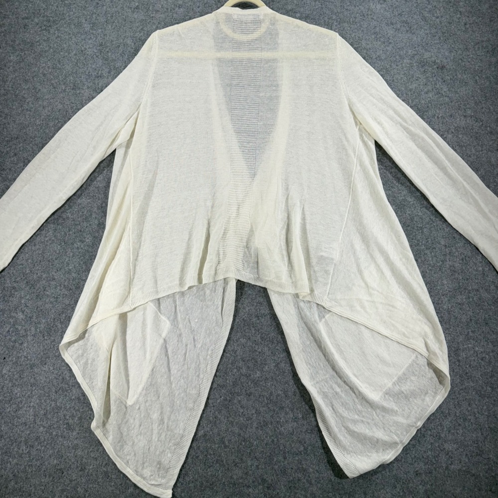 Tommy Bahama Womens S Cream Linen Blend Open Front Waterfall Cardigan Sweater - Picture 3 of 3